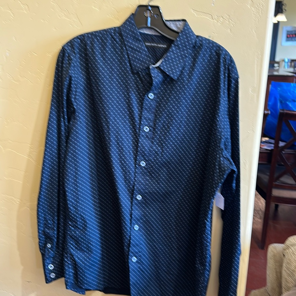Saks Fifth Avenue navy blue pattern shirt
